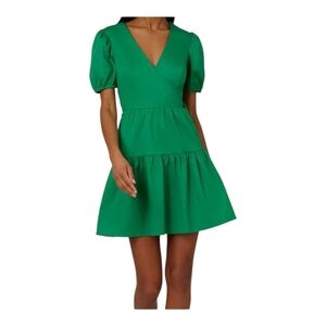 Adrianna Papell Green Puff Sleeve Mini Dress, Size 4